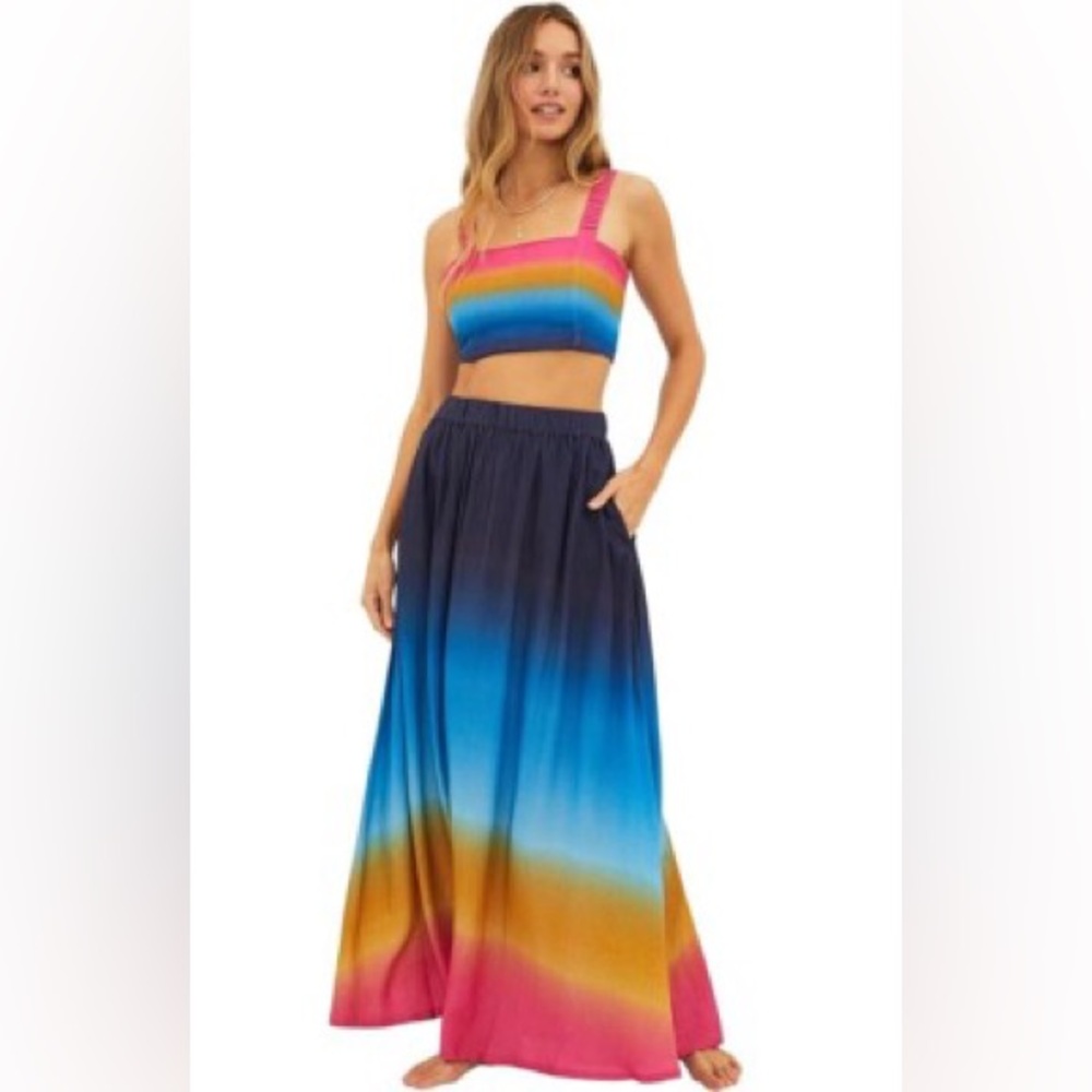 2 Pc BEACH RIOT Susan Top and Larissa Skirt Set in Ocean Sunset